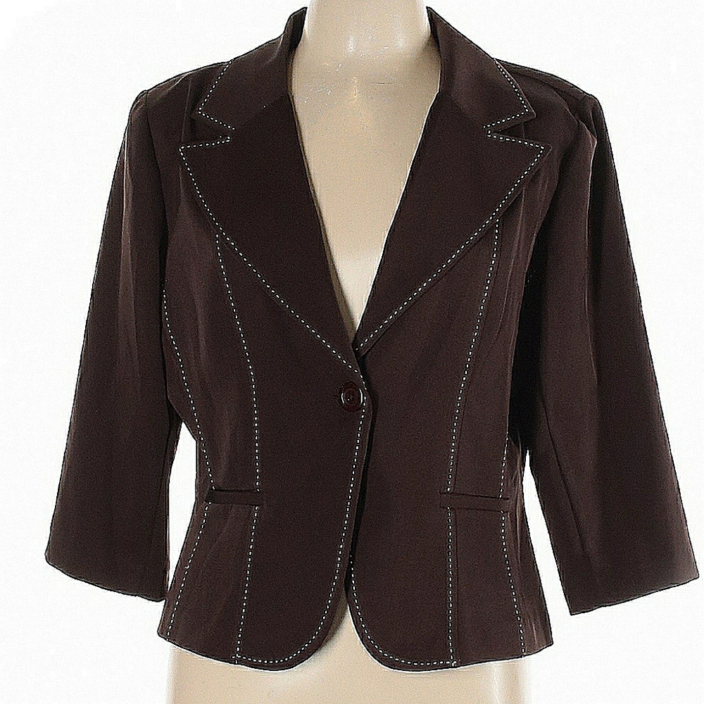 Courtenay Stretch Brown w/Cream Stitching Blazer